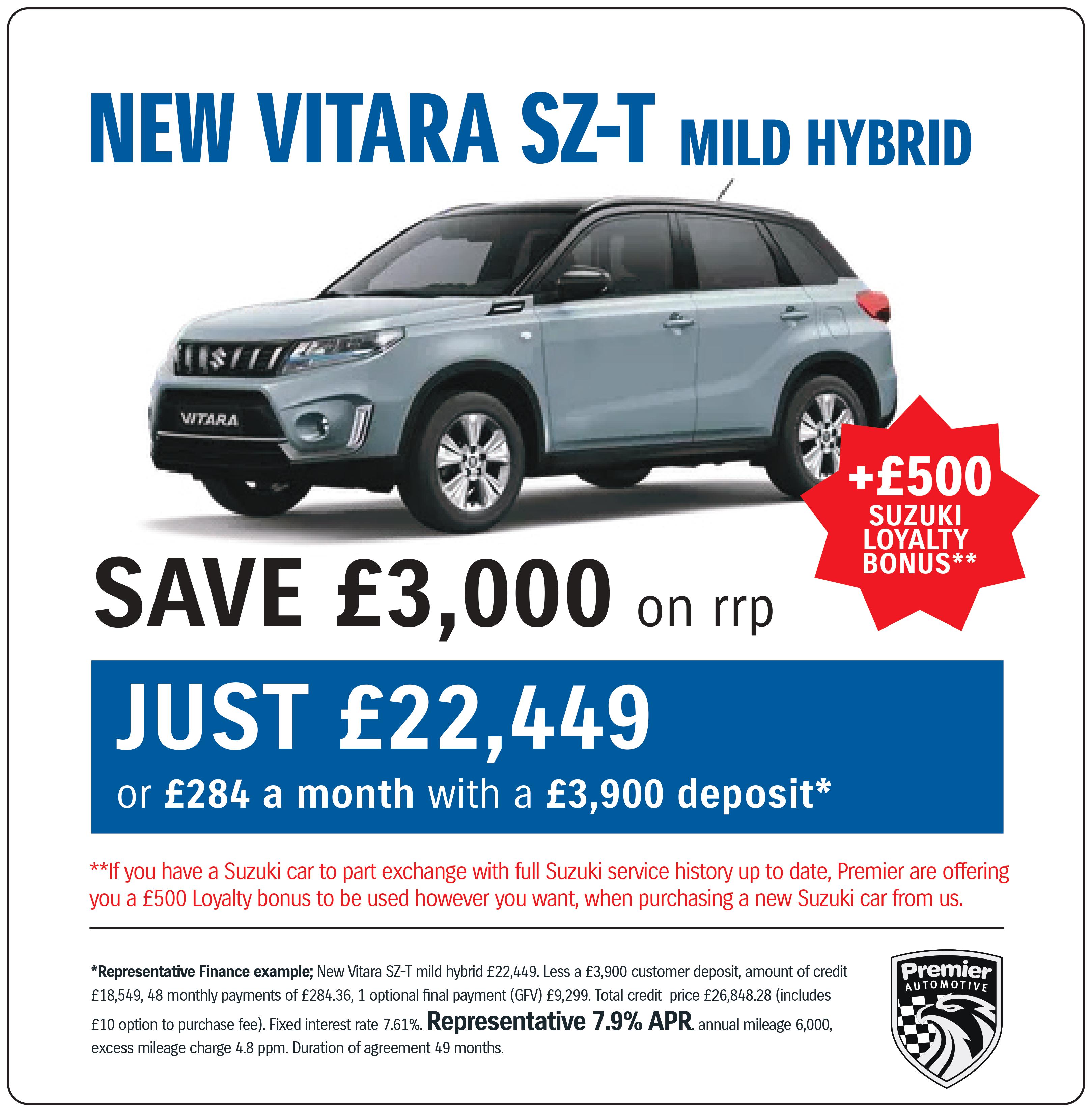 SAVE Â£3000 ON NEW VITARA SZ-T MILD HYBRID